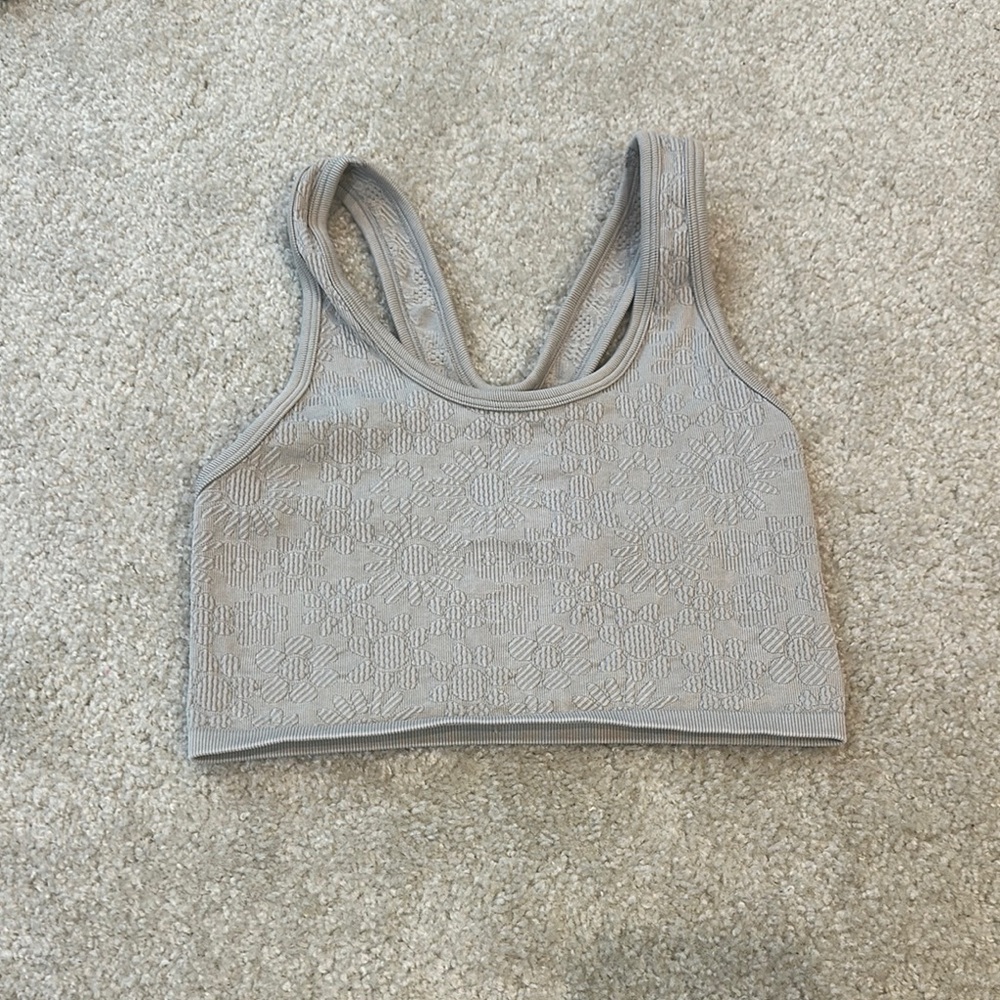 Gray Textured Sports Bra